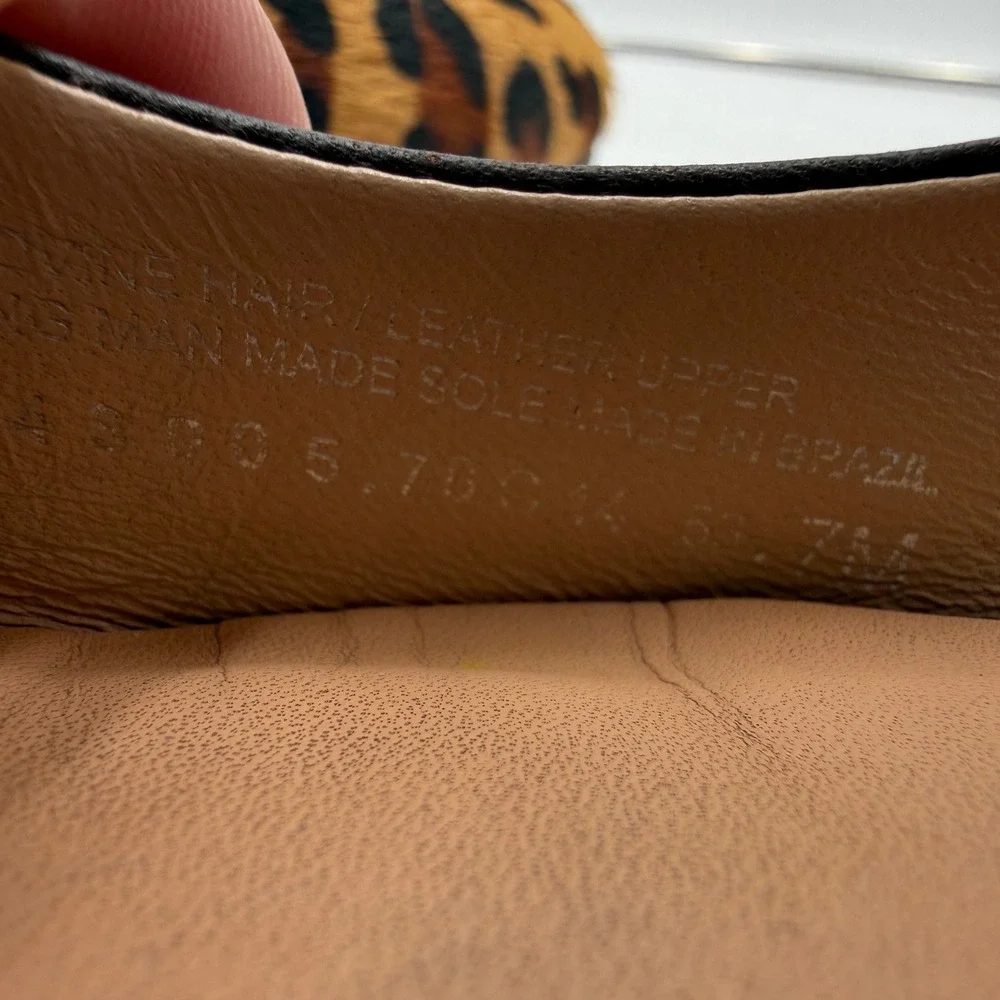 Tory Burch Ballet Flats Reva Calf Hair Leopard Print Brown Womens Size 7M
